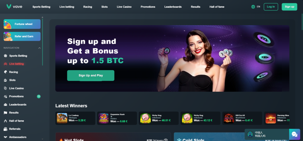 vave casino home