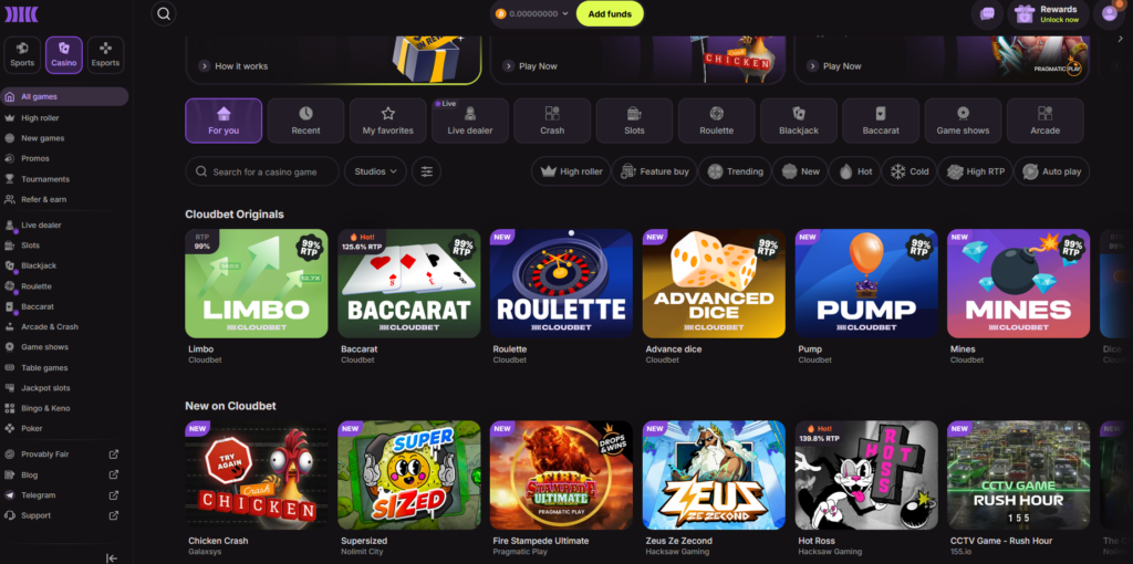 casino games cloudbet