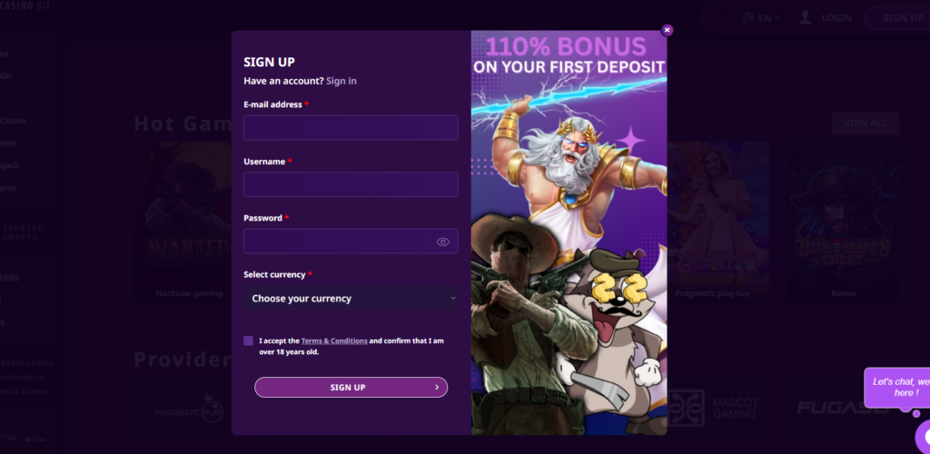 casino bit registration