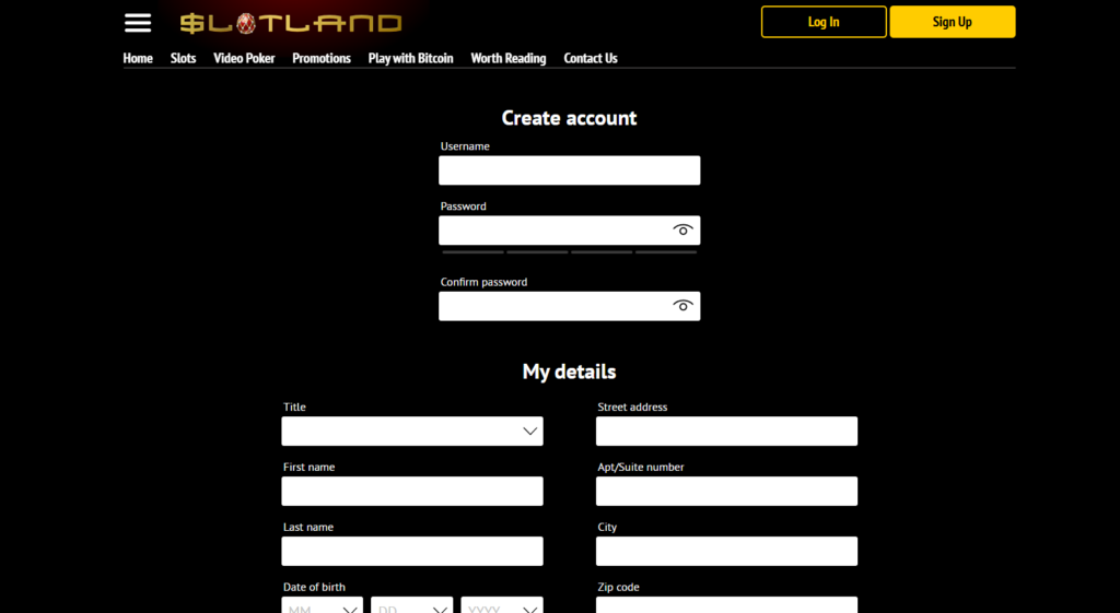 registration on slotland