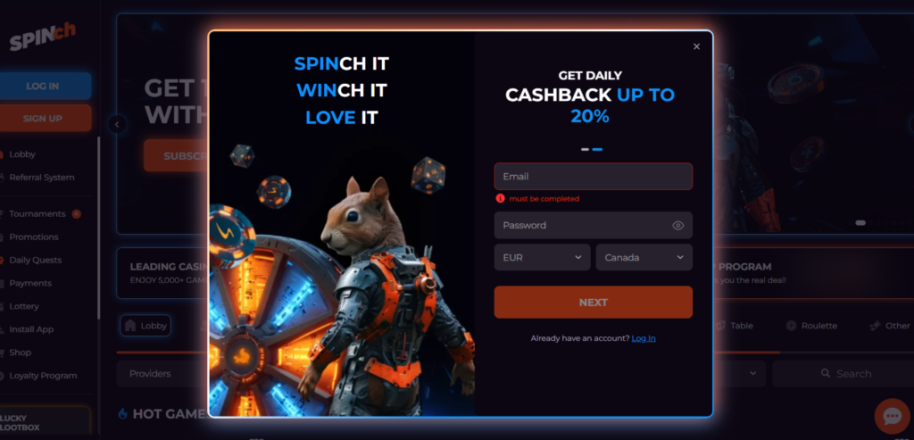 spinch sign up