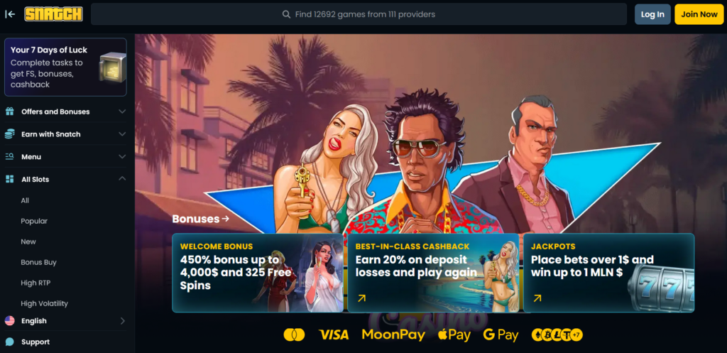 snatch casino home