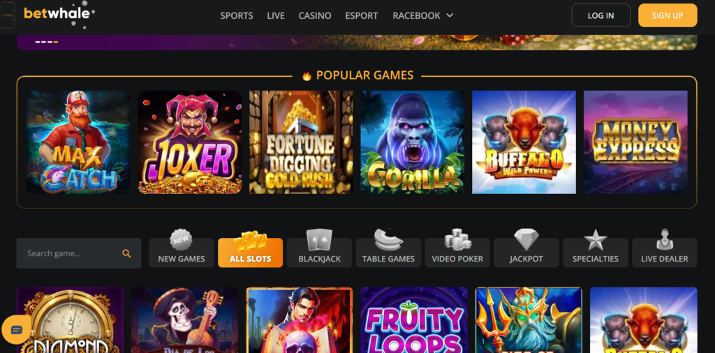 whale casino games