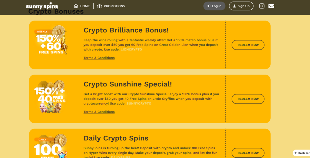 spinny spins casino promos