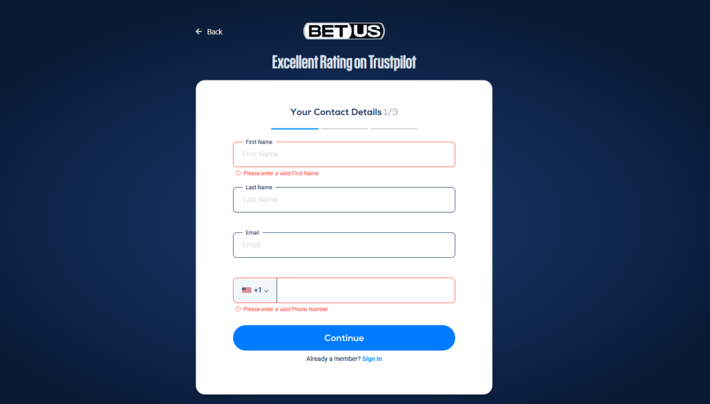 betus sign up