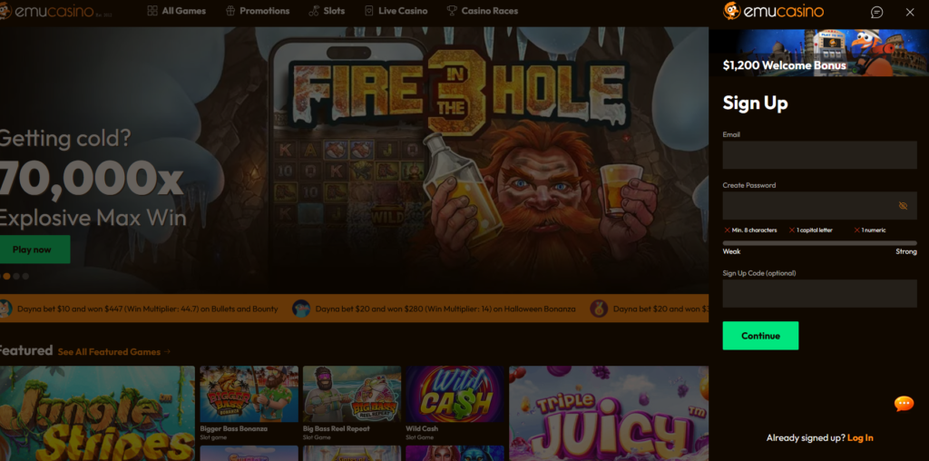emucasino registration