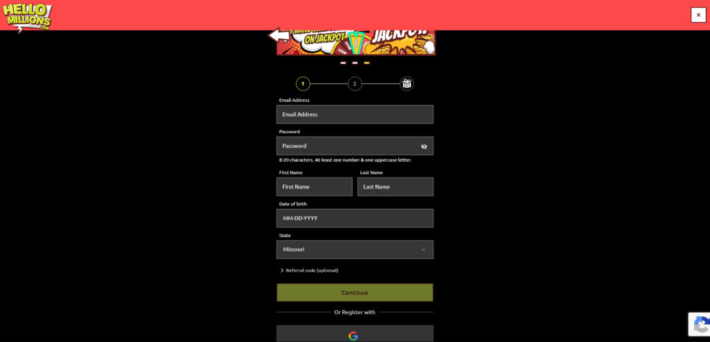 hello millions sign up