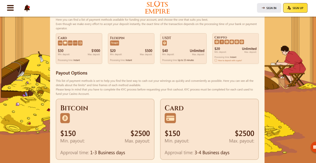 slots empire banking