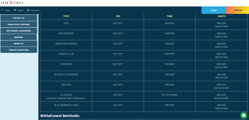 spinfinity banking