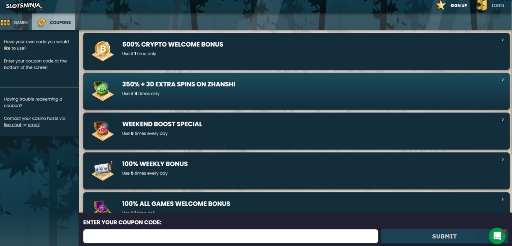 coupons promos slots ninja